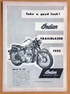 0654 Double Sided Ad for 1955 Indian Trailblazer Matchless and Zundapp