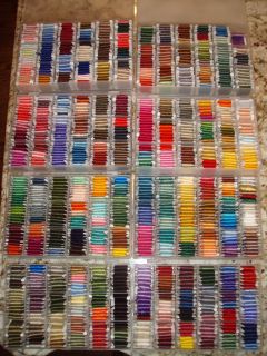 DMC Embroidery Floss Thread Cross Stitch with Storage Cases Huge Lot
