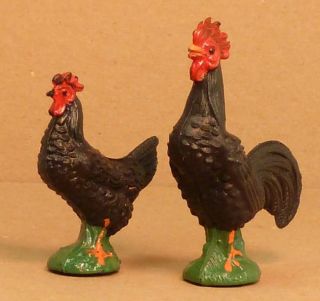White Rooster with Hen Set of Two Imported from Germany