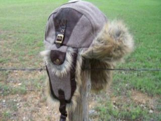 New Wool Trooper Bomber Brown Faux Fur Winter Lined Hat