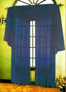 Sheer Voile 216 Window Curtain Scarf Scarves Navy Blue