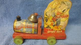 Vintage Fisher Price Donald Duck Choo Choo Pull Toy
