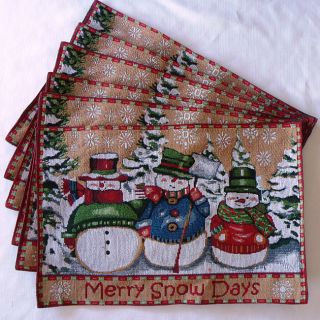 Set of 6 Tapestry Christmas Snowman Holiday Quality Decor Table