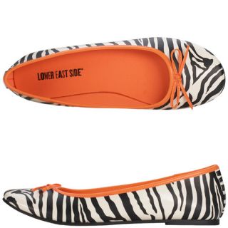 Lower East Side Ladies Pretty Tiger Print Ballet Flats with Orange