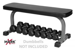New XMark Flat Weight Bench with Dumbbell Rack XM 4414