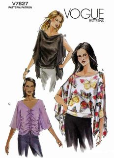 Vogue 7827 Pullover Tops in 3 Styles Easy Sewing Pattern