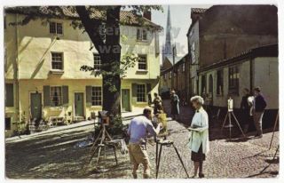 NORWICH UK ~STREET PAINTERS on ELM HILL~1970s vintage postcard ~STREET