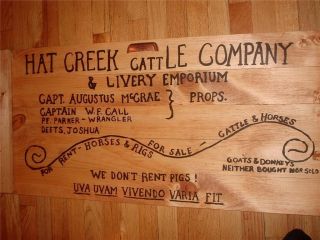 Lonesome Dove Hat Creek Cattle Company Sign Large