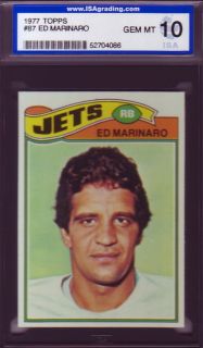 77 1977 Topps set 87 ny jets ED MARINARO card Gem Mint ISA 10