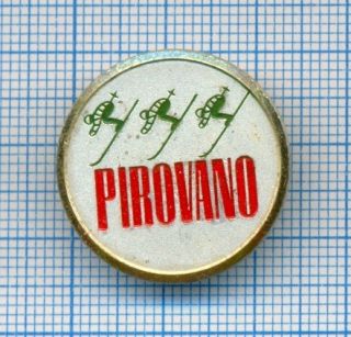 Old Downhill Skiing Badge Pin Pirovano Stelvio Ski School Italy