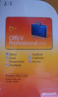 Microsoft Office 2010 Professional Pro PKC Product Key Card 269 14834