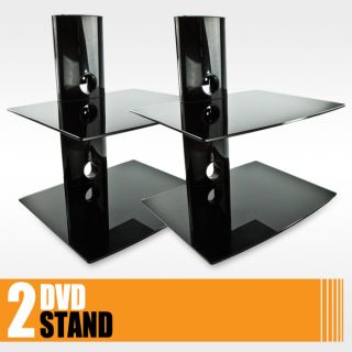 2X DVD Player Cable Box Wall Mount Shelf Stand Direct TV Glass