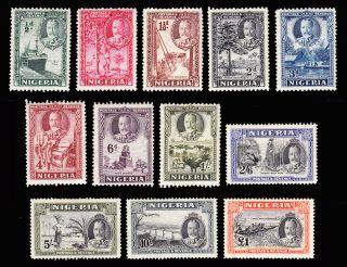 Nigeria KGV 1936 Set of 12 to £1 SG 34 45 Fine Mint Hinged