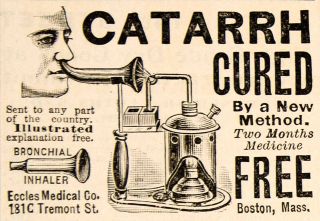 1898 Ad Catarrh Eccles Medical Company Bronchial Inhaler Boston Device