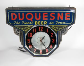 1930s DUQUESNE BEER BREWING CO. Vintage Art Deco Backlit Advertising