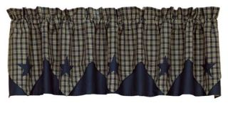Navy Applique Star Shower Curtain Blue Primitive Plaid