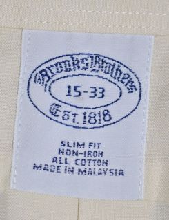  BROTHERS Button Shirt Slim Non Iron Cotton Ecru $88 Mens 15 33