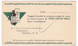 Ecuador Neuro Fosfato Eskay 1938 Advertising Card