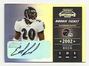 2002 Ed Reed Playoff Contenders AUTO Autograph Rookie Ticket Rc 190