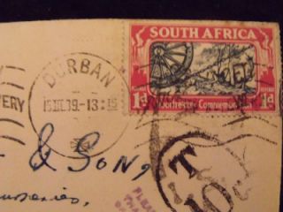 1939 South Africa Cover with Postage Under Paid Message to