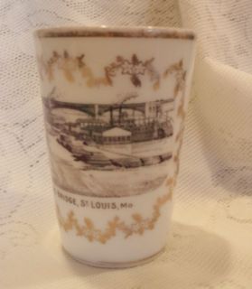 Early 1900s Eads Bridge St. Louis, Missouri Souvenir Cup Made in