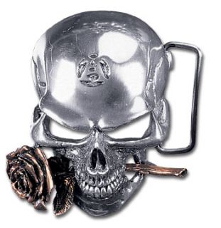  Rex Belt Buckle Alchemy of England Skull w Bronze Rose