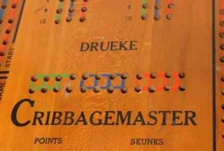 Vintage Wooden Drueke Cribbagemaster Three Track Cribbage Board Game