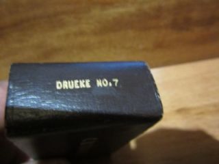Vintage Drueke No 7 Pocket Sized Cribbage Board Leather Bound Hardwood