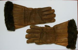 Original Amelia Earhart Signed Leather Flying Gloves