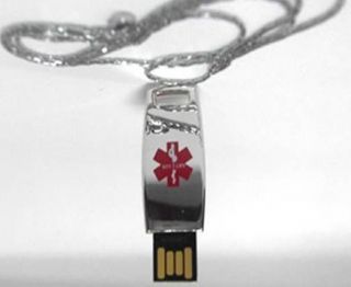 Dod Tag Necklace Mini EHR EMR Medical Alert ID NIB USB Electronic
