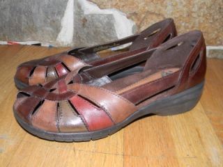 Earth Origins Rosie Womens Brown Leather Slip on Sandals Shoes Size