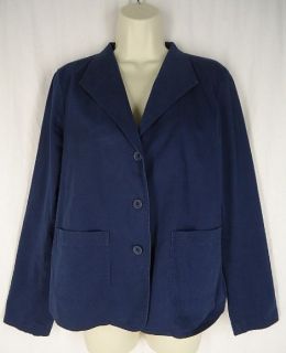 Size S Eileen Fisher Navy Blue Jacket Cotton Stretch Unlined Blazer