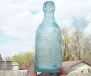 Quincy Ills J J Flynn Co 1870s Squat Soda E H E Glass Co Makers Mark
