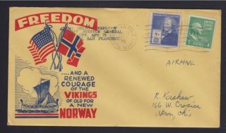 USA 1957 Patriotic Cover Freedom for Norway Cachet Prexie