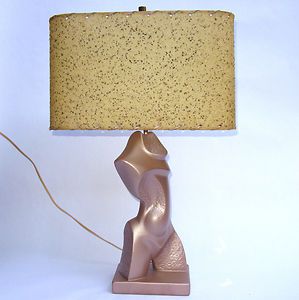 Heifetz figural 50s table lamp fiberglass shade vintage mid century