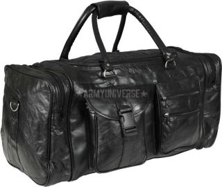 Black Leather Patchwork Duffle Bag (23 x 11 x 10) (Item # 2980)