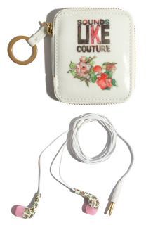  Couture Pink Floral MP3 MP4 Pouch Headphones Earbuds Keychain Keyfob