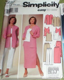 Simplicity 5687 Easy Sew Wardrobe Pattern 20W 28W New