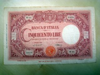  Italia 500 Lire 1946 P 70D issued Banknote Einaudi Sig VF to VF