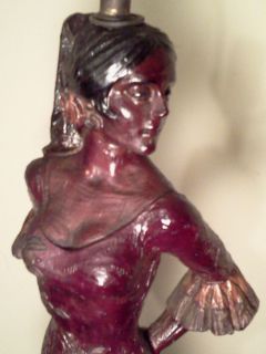 DUNNING IND INC 1971 LAMP HAND CARVED LADY SPANISH DANCER FLAMENCO
