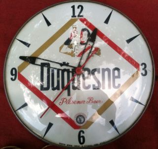 Duquesne Pilsner Beer Clock Vintage Antique 1961 Pittsburgh PA Brewing
