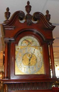 Antique Walter Durfee 9 Tube Mahogany Grandfather Clock