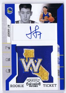 2011 Contenders Jeremy Lin Rookie RC Autograph Ticket Patch Auto NY