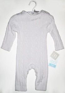 NEW! ELEGANT BABY SWEATER JUMPSUIT Jumper White Infant 6 month Cotton