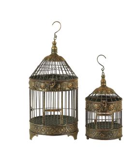 Elegant Old World Patina Metal Round Bird Cages s 2
