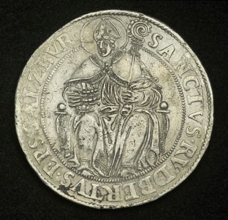 1587 Salzburg Wolf Dietrich Large Silver Thaler Coin Early Type