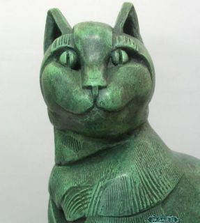 Eliezer Weishoff Bronze Cat Sculpture Israel 1950s