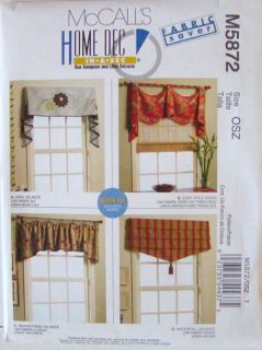  Pattern 5872 Window Treatment Valance Swag Easy Sewing Pattern