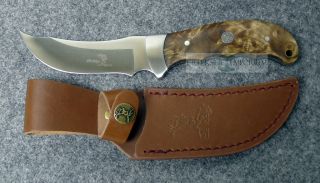 Elk Ridge Wood Burl Collector Knife Fixed Hunting Leather ER 063 440
