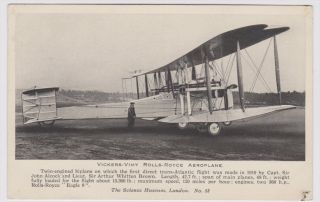 Vickers Vimy Rolls Royce Aeroplane 1919 Postcard. Make multiple